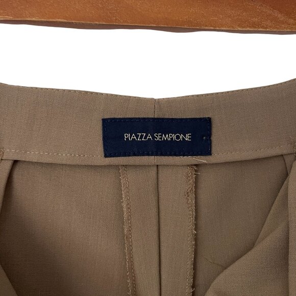 Piazza Sempione Size 8 High Waist Beige Wool Trousers Pants Stretch Split Hem - Picture 4 of 6